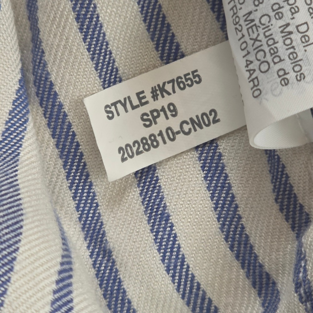 Madewell Central Shirt Women Medium Blue White Striped Dolman Sleeve Button Up - Picture 9 of 13